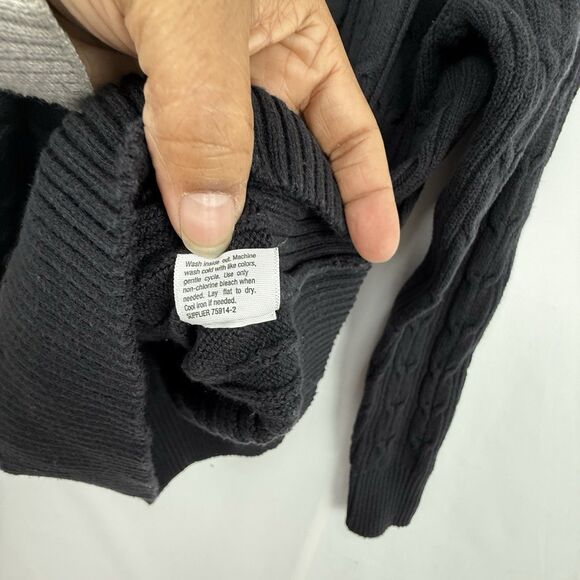 St John's Bay Women's Long Sleeve Cable Knit Sweater Size Small Black - Picture 9 of 16